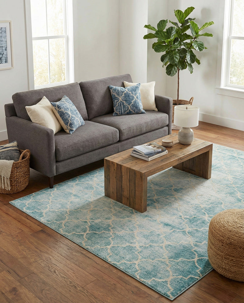Metro Heights Collection Area Rug -  Midtown Rectangle Teal  lifestyle 6