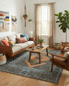 Caspian Wool Collection Area Rug - Ephesus Rectangle Charcoal Gray  lifestyle 8