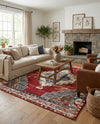 Patio Heritage Collection Area Rug -  Alcove Rectangle Red and Navy Blue  lifestyle 27