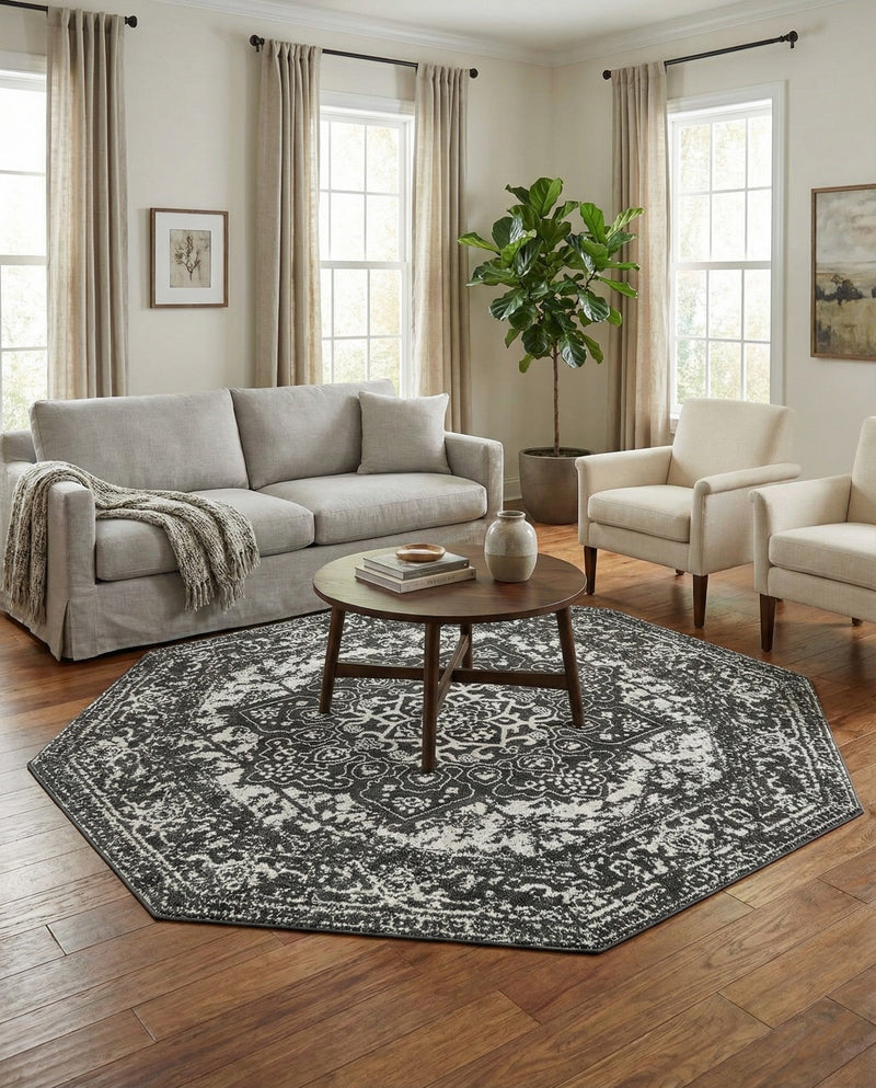 Georgetown Rugs Collection Area Rug - Dupont (Dark Gray) Octagon Dark Gray  lifestyle 41