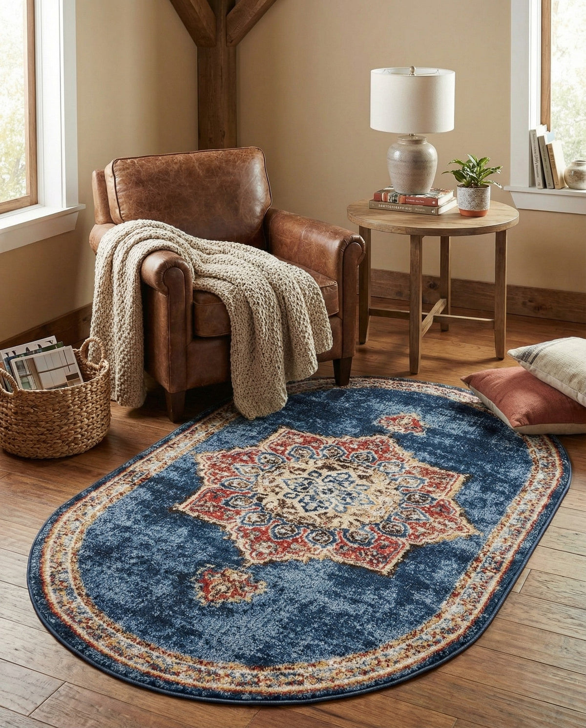 Eden Oasis Collection Area Rug -  Tranquility (Dark Blue) Oval Dark Blue  lifestyle 78