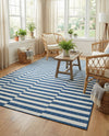 Seaside Stripes Collection Area Rug - Cabana (Blue) Rectangle Blue  lifestyle 4