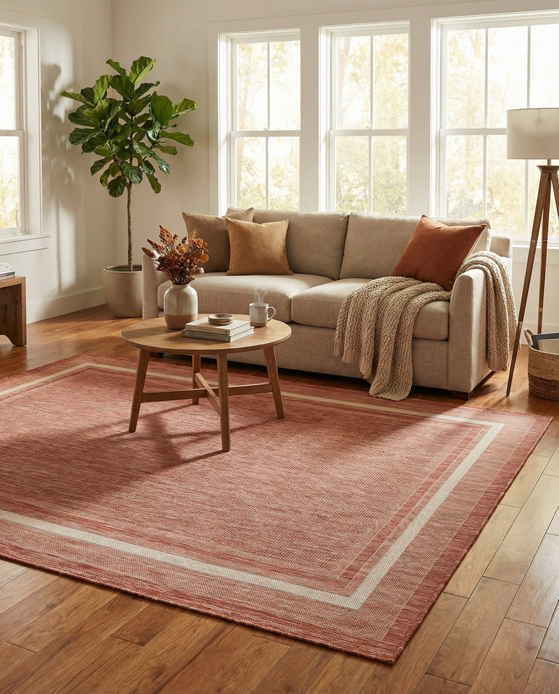 Terrace Fringe Collection Area Rug - Veranda (Rust Red) Rectangle Rust Red  lifestyle 15