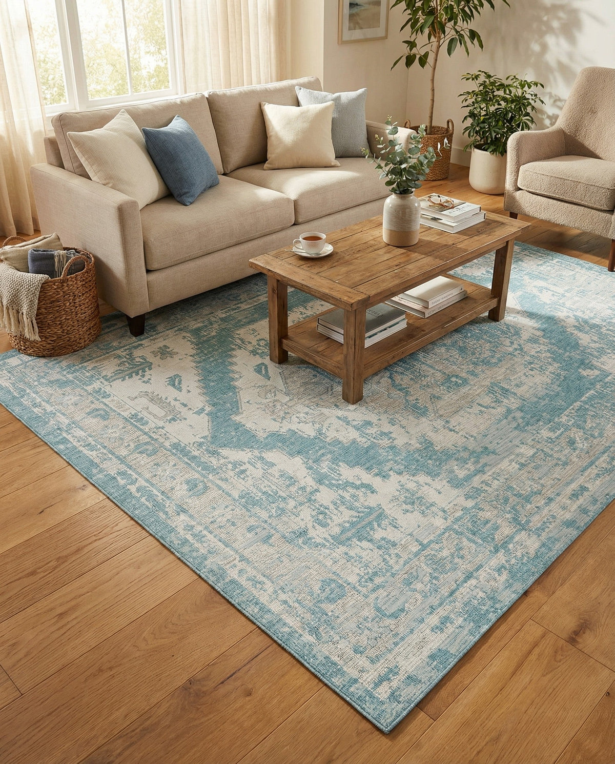 Patio Heritage Collection Area Rug -  Augusta (Aqua) Rectangle Aqua  lifestyle 31