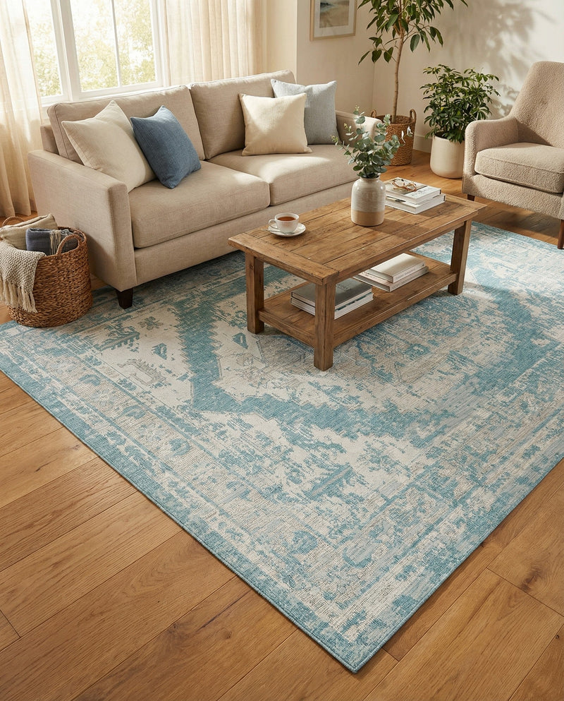 Patio Heritage Collection Area Rug -  Augusta (Aqua) Rectangle Aqua  lifestyle 31