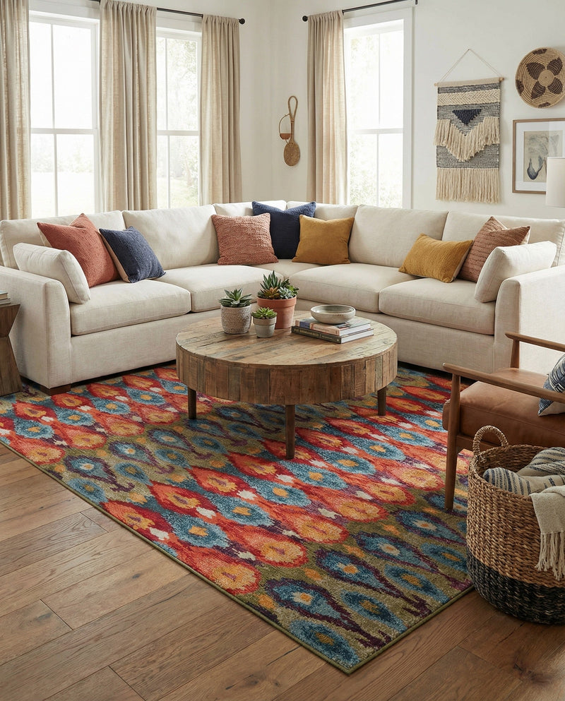 Urban Terrace Collection Area Rug -  Compass Rectangle Multi  lifestyle 31