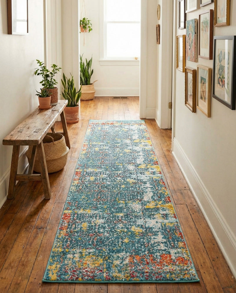 Caribbean Breeze Collection Area Rug -  Quantic Runner Blue  lifestyle 37