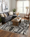 Cozy Cove Shag Collection Area Rug -  Seabreeze Rectangle Black and White  lifestyle 9
