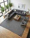 Urban Terrace Collection Area Rug -  Astoria (Black and White) Square Black and White  lifestyle 37