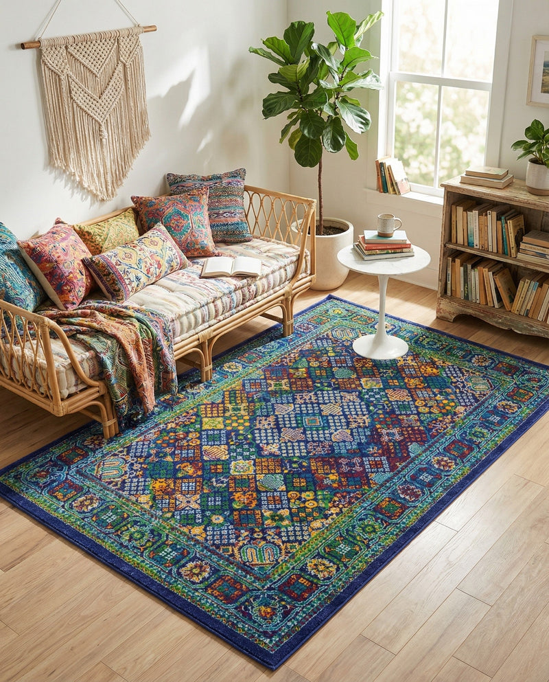 Caribbean Cove Collection Area Rug -  Mustique Rectangle Navy Blue  lifestyle 40