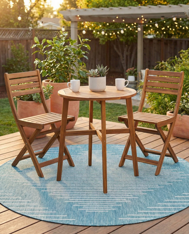 Urban Terrace Collection Area Rug -  Chelsea (Light Aqua) Round Light Aqua  lifestyle 19