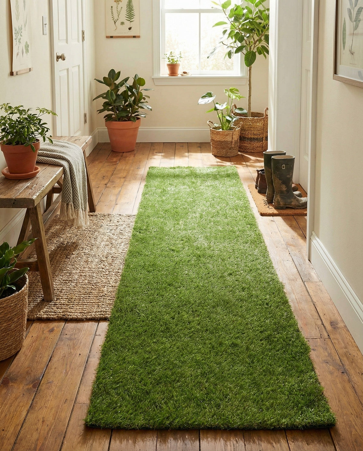Meadow Retreat Collection Area Rug - Glen Runner Green  lifestyle 90