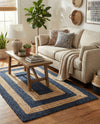 Woven Seaside Jute Collection Area Rug - Nautilus Rectangle Navy Blue Natural  lifestyle 5