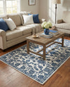Charleston Elegance Collection Area Rug -  Seaport (White Blue) Rectangle White Blue  lifestyle 12
