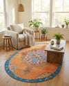 Heritage Elegance Collection Area Rug -  Winterthur (Orange) Oval Orange  lifestyle 73