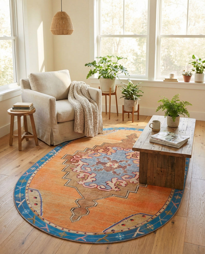 Heritage Elegance Collection Area Rug -  Winterthur (Orange) Oval Orange  lifestyle 73