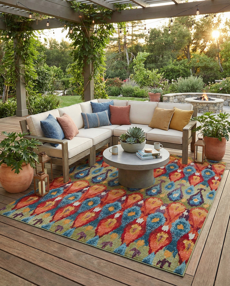 Urban Terrace Collection Area Rug -  Compass Rectangle Multi  lifestyle 10