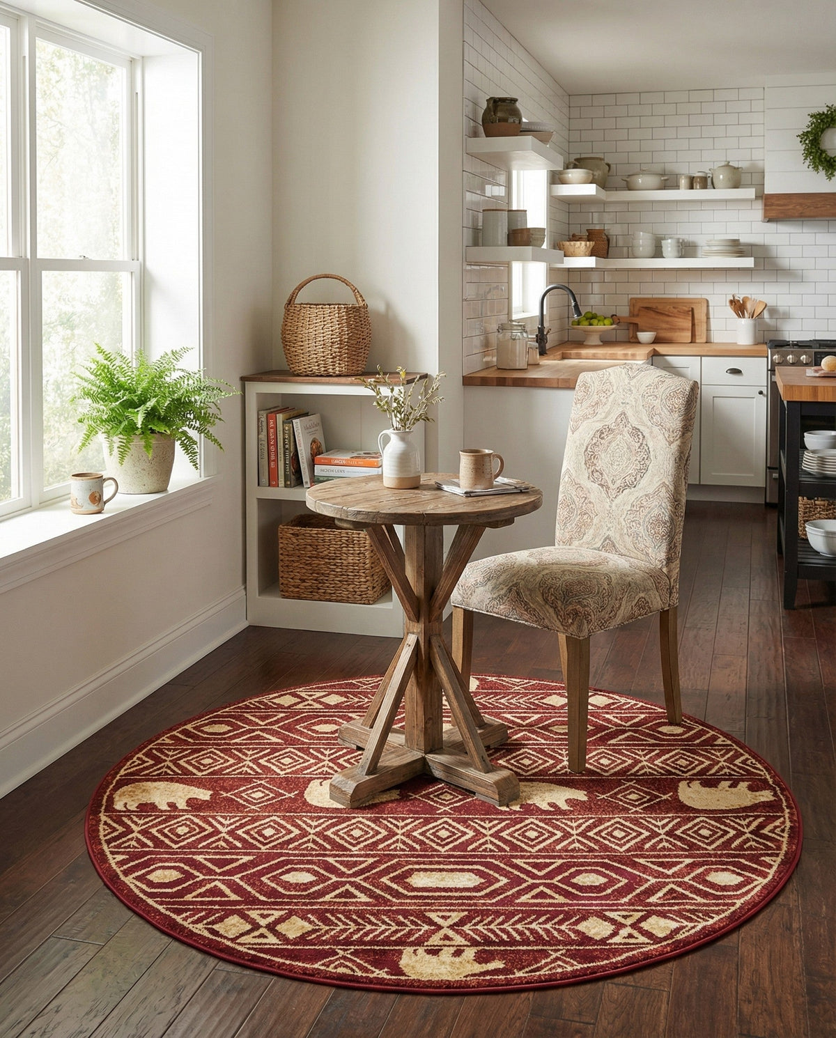 Frontier Trails Collection Area Rug -  Sedona Round Red  lifestyle 128