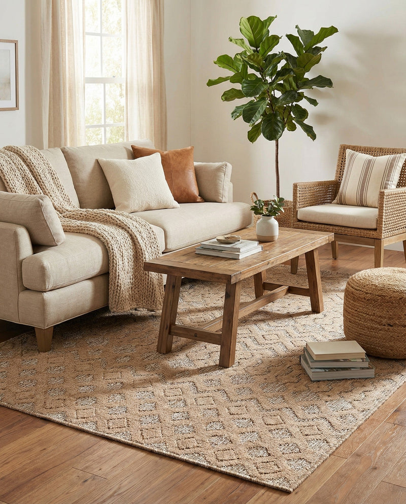 Garden Lattice Charm Collection Area Rug -  Pergola (Beige) Rectangle Beige  lifestyle 14