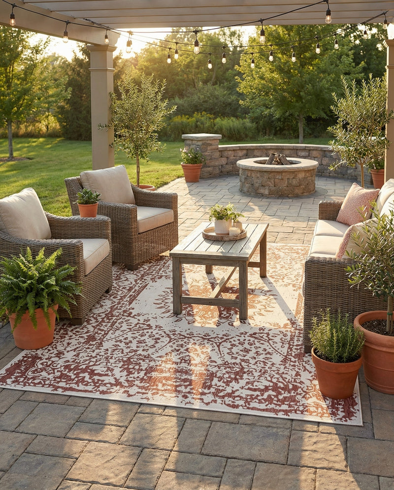 Patio Heritage Collection Area Rug -  Lafayette (Rust Red) Rectangle Rust Red  lifestyle 13