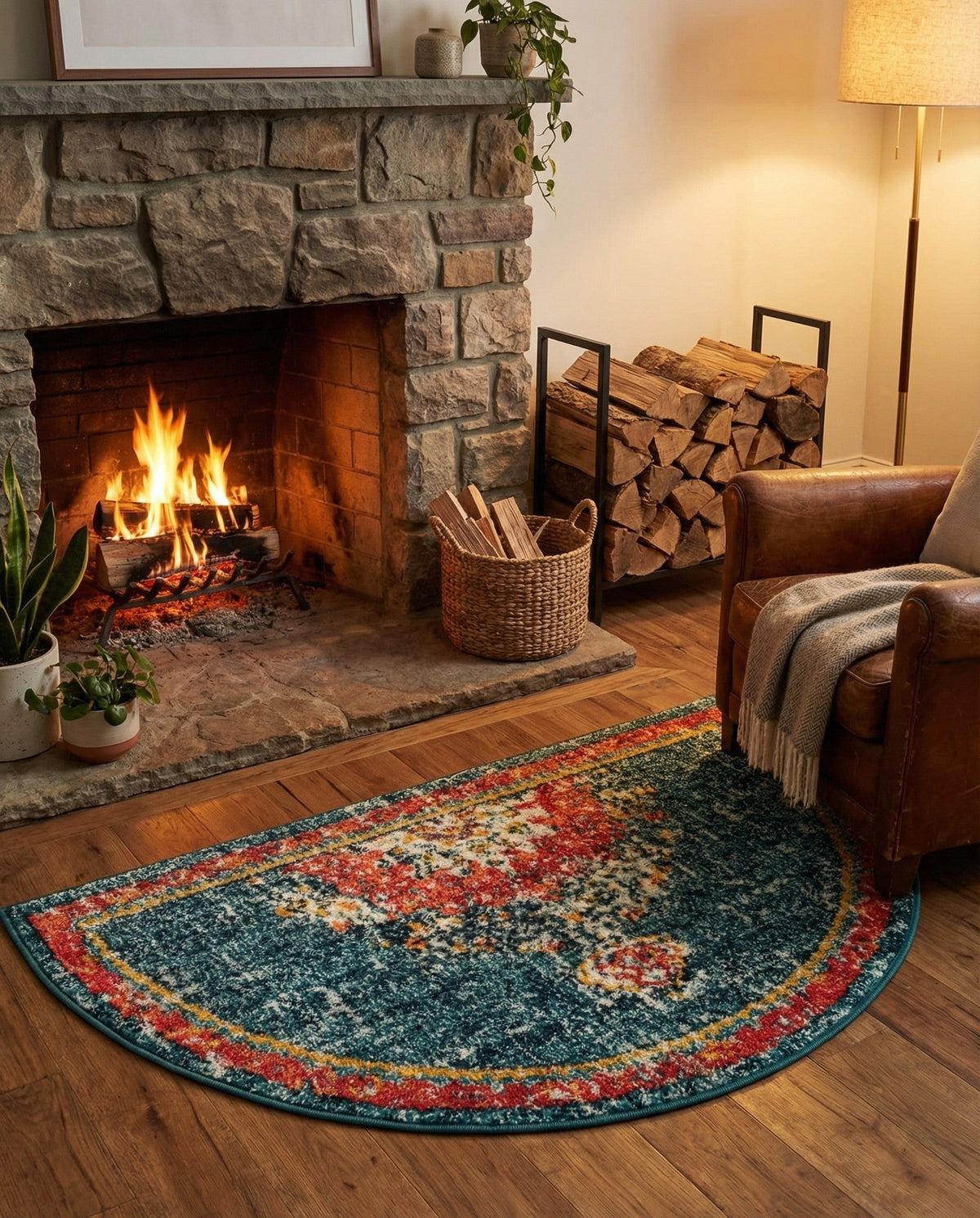 Brighton Terrace Collection Area Rug - Hove (Blue) Hearth Blue  lifestyle 83