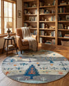 Colorburst Oasis Collection Area Rug -  Mosaic Round Ivory Gray Blue  lifestyle 70