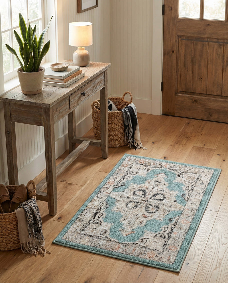 Beverly Grove Collection Area Rug -  Fairfax (Aqua) Rectangle Aqua  lifestyle 28