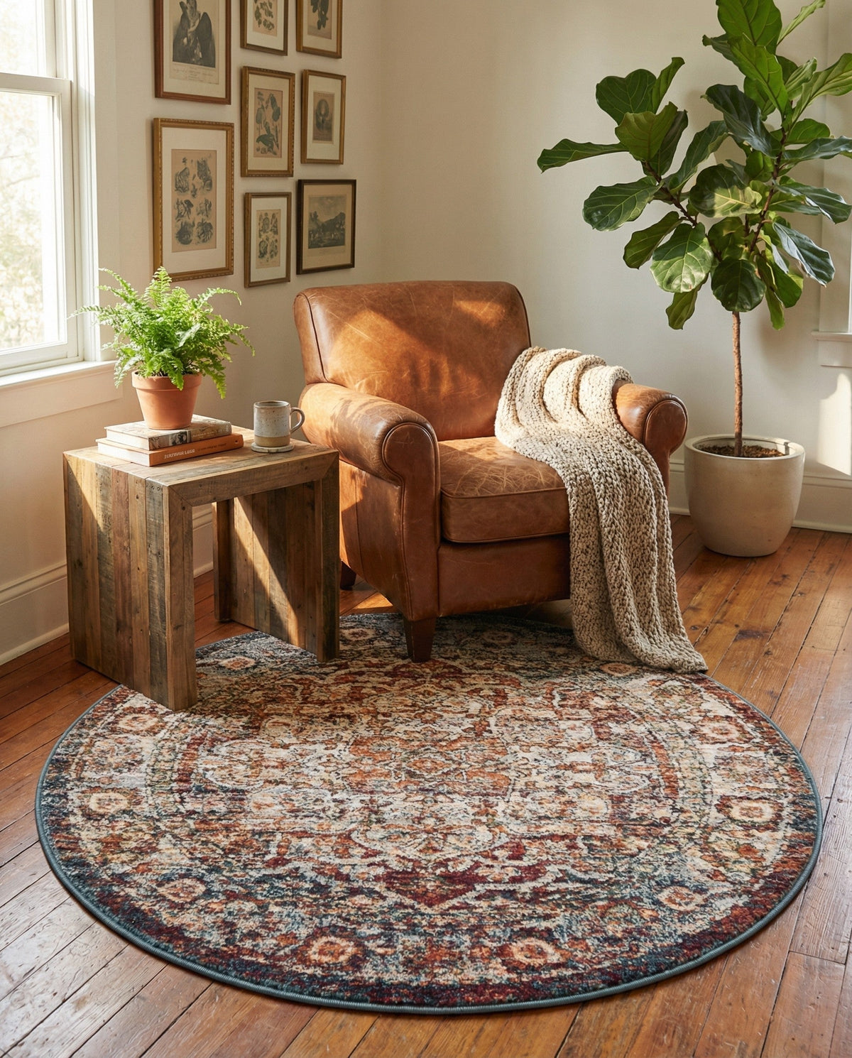 Savannah Soiree Collection Area Rug -  Everglade (Multi) Round Multi  lifestyle 104