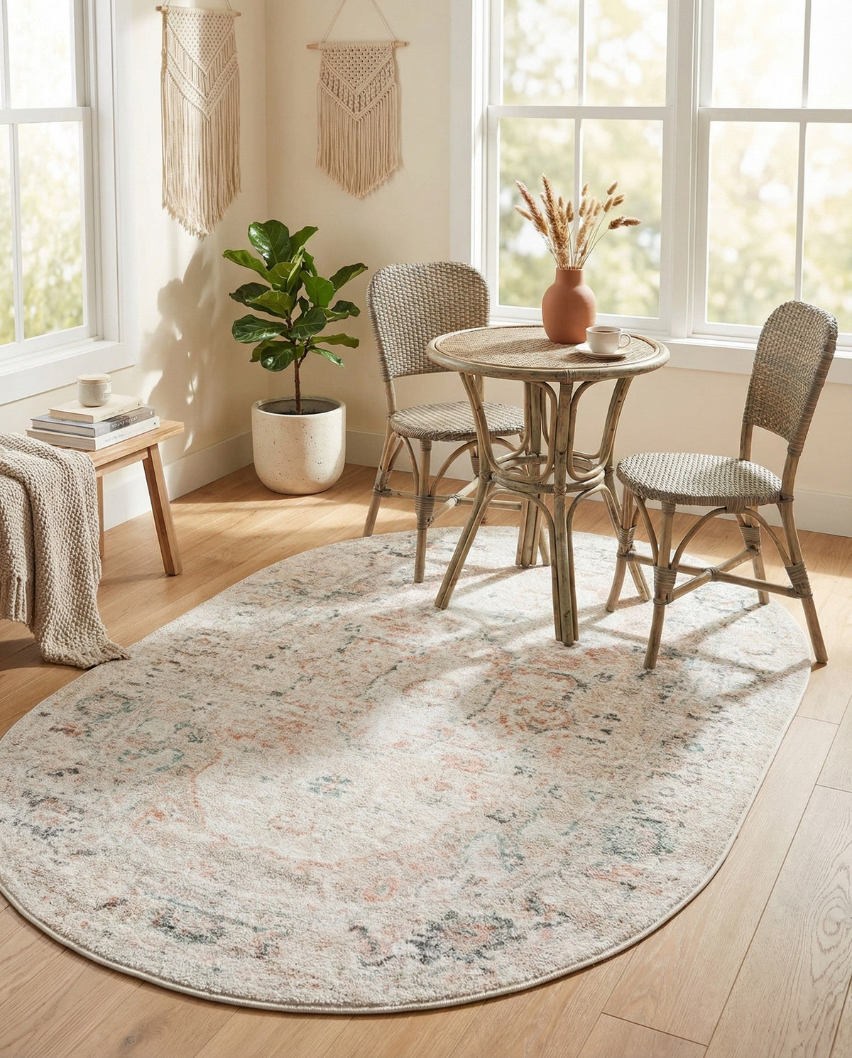 Parisian Elegance Collection Area Rug - Versailles (Ivory) Oval Ivory  lifestyle 108