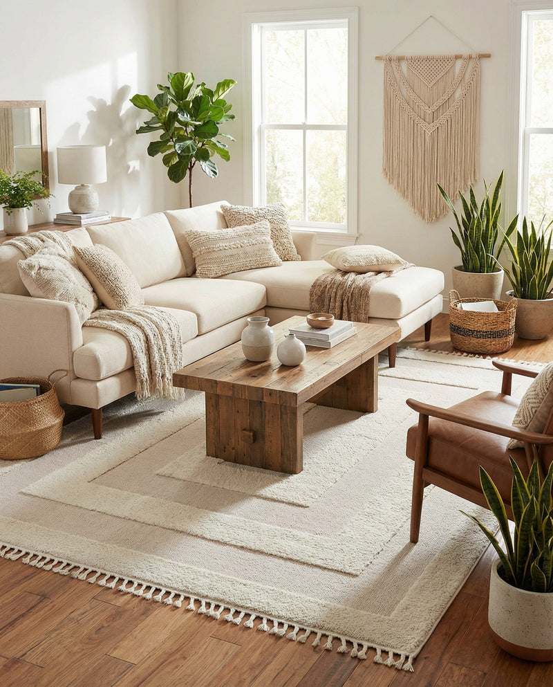 Sahara Chic Collection Area Rug -  Casablanca Rectangle Ivory  lifestyle 68