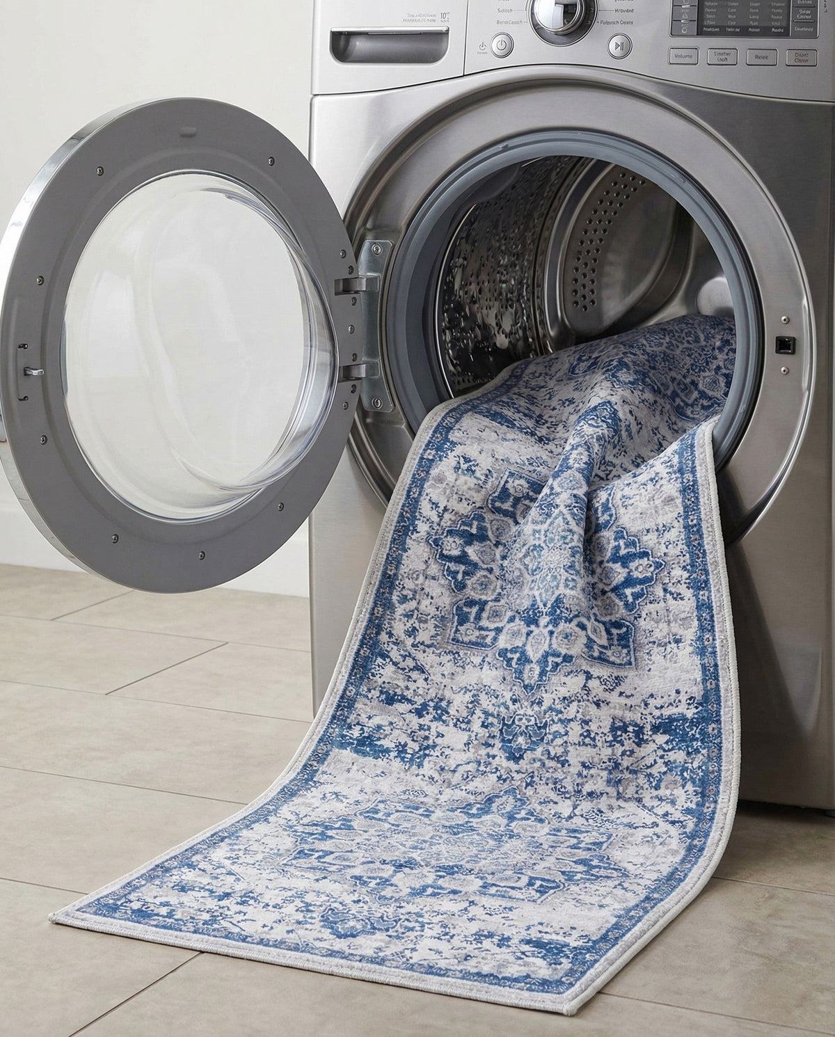 Baroque Era Collection Area Rug - Versailles (Gray Blue) Runner Gray Blue  lifestyle 84
