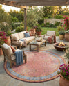 Patio Heritage Collection Area Rug -  Serenity Round Vintage Salmon Coral  lifestyle 36