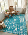 Brighton Stripes Collection Area Rug - Sussex (Turquoise) Rectangle Turquoise  lifestyle 5
