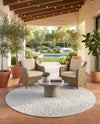 Garden Lattice Charm Collection Area Rug - Arbor (Grey) Round Grey  lifestyle 44