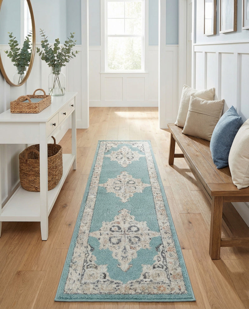 Beverly Grove Collection Area Rug -  Fairfax (Aqua) Runner Aqua  lifestyle 71