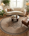 Patio Heritage Collection Area Rug -  Charleston (Beige) Round Beige  lifestyle 64