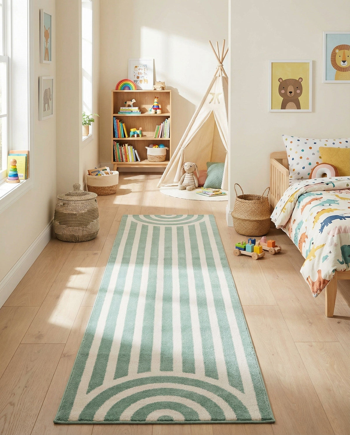 Wonder Tykes Collection Area Rug -  Joydale Runner Soft Green  lifestyle 198