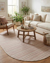 Seaside Stripes Collection Area Rug -  Boardwalk (Red) Oval Red  lifestyle 78