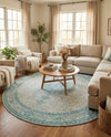 Dover Terrace Collection Area Rug - Marina (Aqua) Round Aqua  lifestyle 61