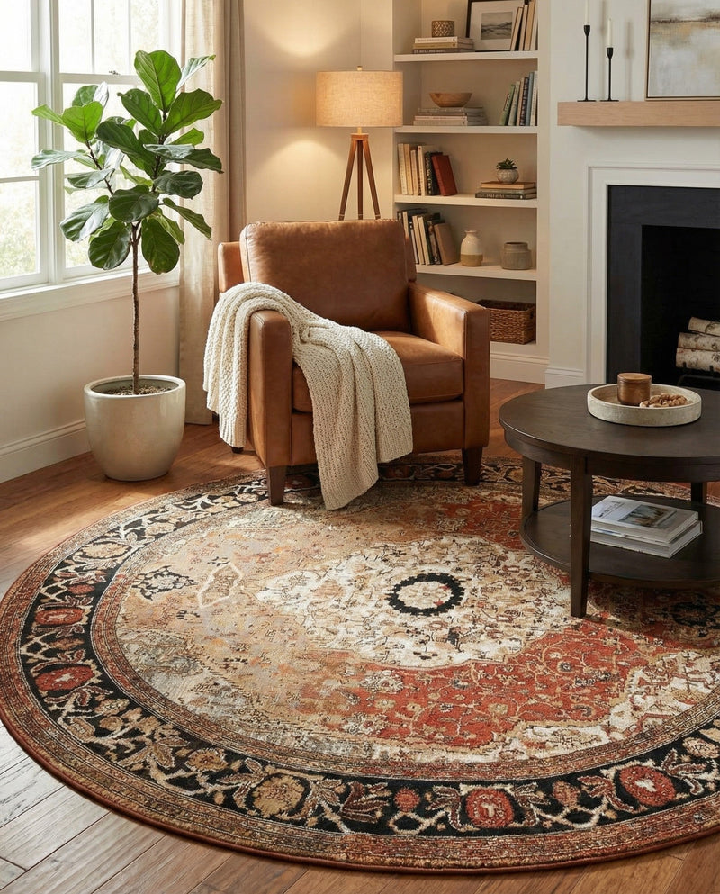 Patio Heritage Collection Area Rug -  Gazebo Round Multi  lifestyle 77