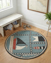 Seaside Haven Rugs Collection Area Rug -  Anchorage Round Blue  lifestyle 71