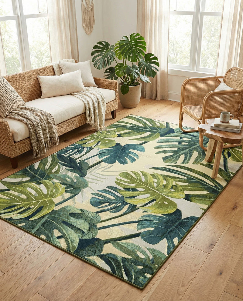 Seaside Blooms Collection Area Rug -  Ivy Rectangle Green  lifestyle 40