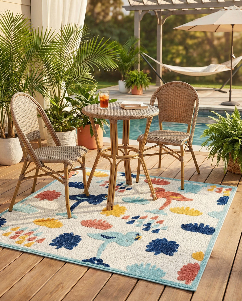 Caribbean Terrace Collection Area Rug -  StLucia Square White  lifestyle 57
