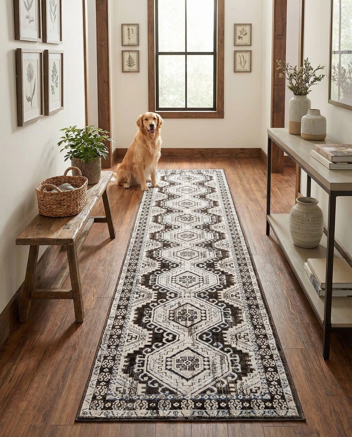 Savannah Elegance Collection Area Rug -  Tybee (Gray) Runner Gray  lifestyle 85