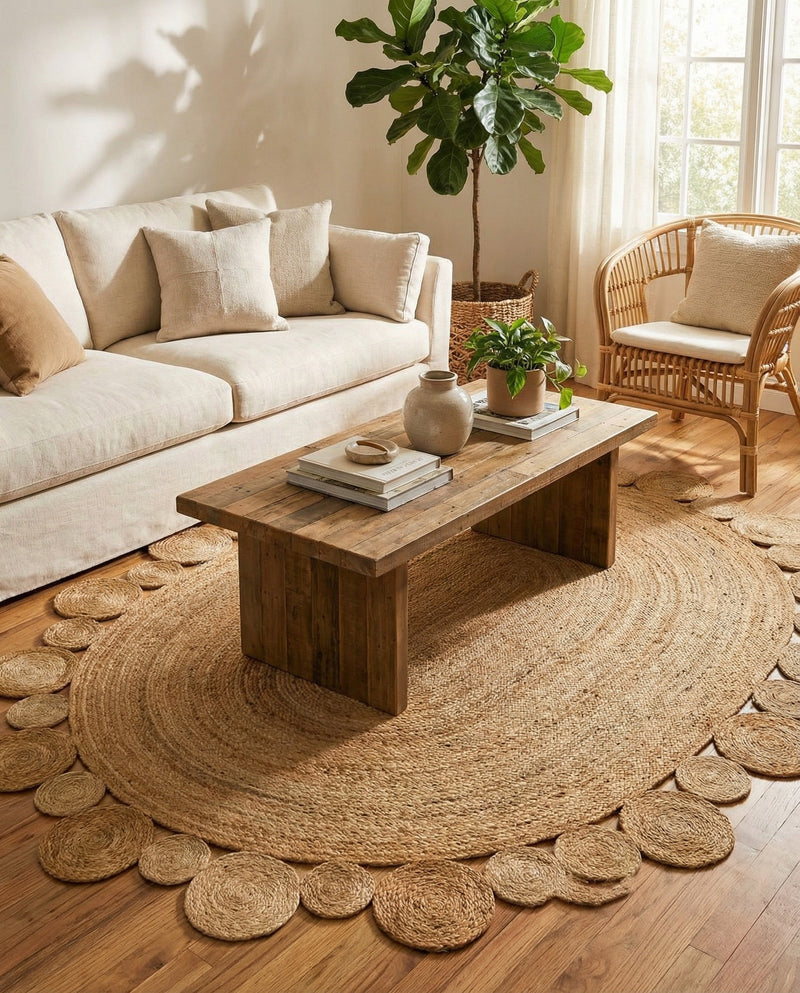 Woven Seaside Jute Collection Area Rug - Sienna Oval Natural  lifestyle 55