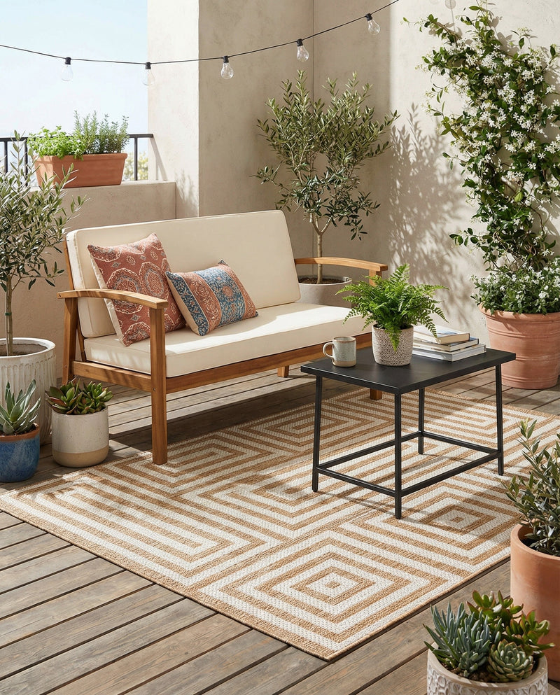Urban Terrace Collection Area Rug -  Flatiron Rectangle Taupe  lifestyle 32
