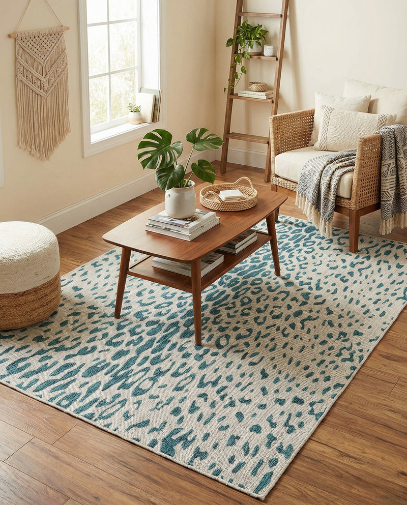 Savannah Escape Collection Area Rug - Serengeti Rectangle Teal  lifestyle 23