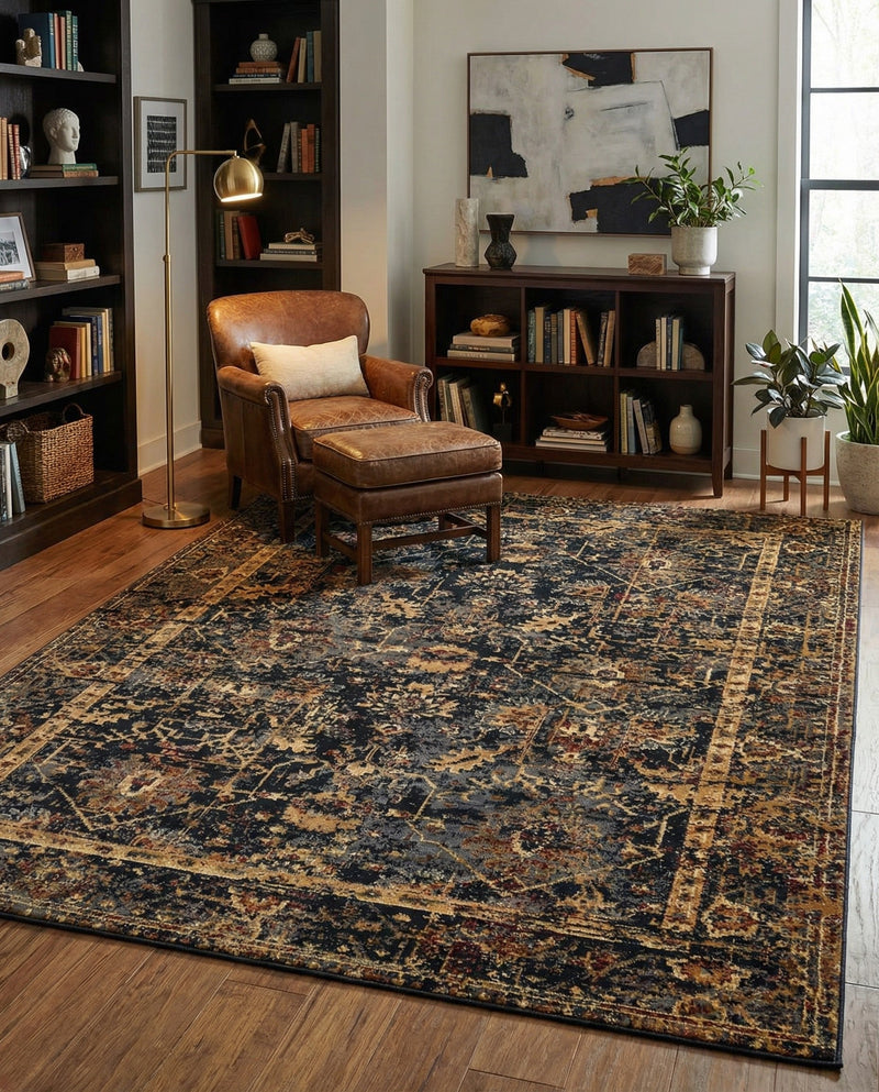 Neptune Elegance Collection Area Rug -  Galatea (Black) Rectangle Black  lifestyle 5
