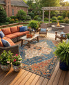 Patio Heritage Collection Area Rug -  Grove Rectangle Navy Blue and Rust Red  lifestyle 22