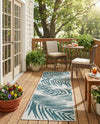 Seaside Blooms Collection Area Rug - Verdure (Teal Ivory) Runner Teal Ivory  lifestyle 28
